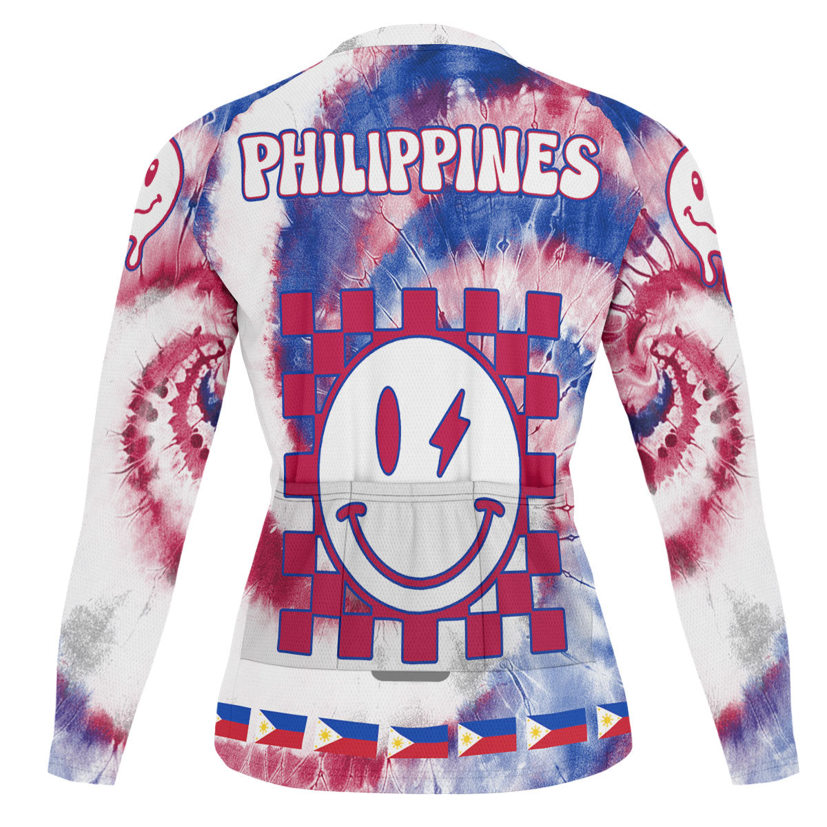 Philippines Raglan Men Cycling Jersey Long Sleeve Custom Tie Dye Style 1