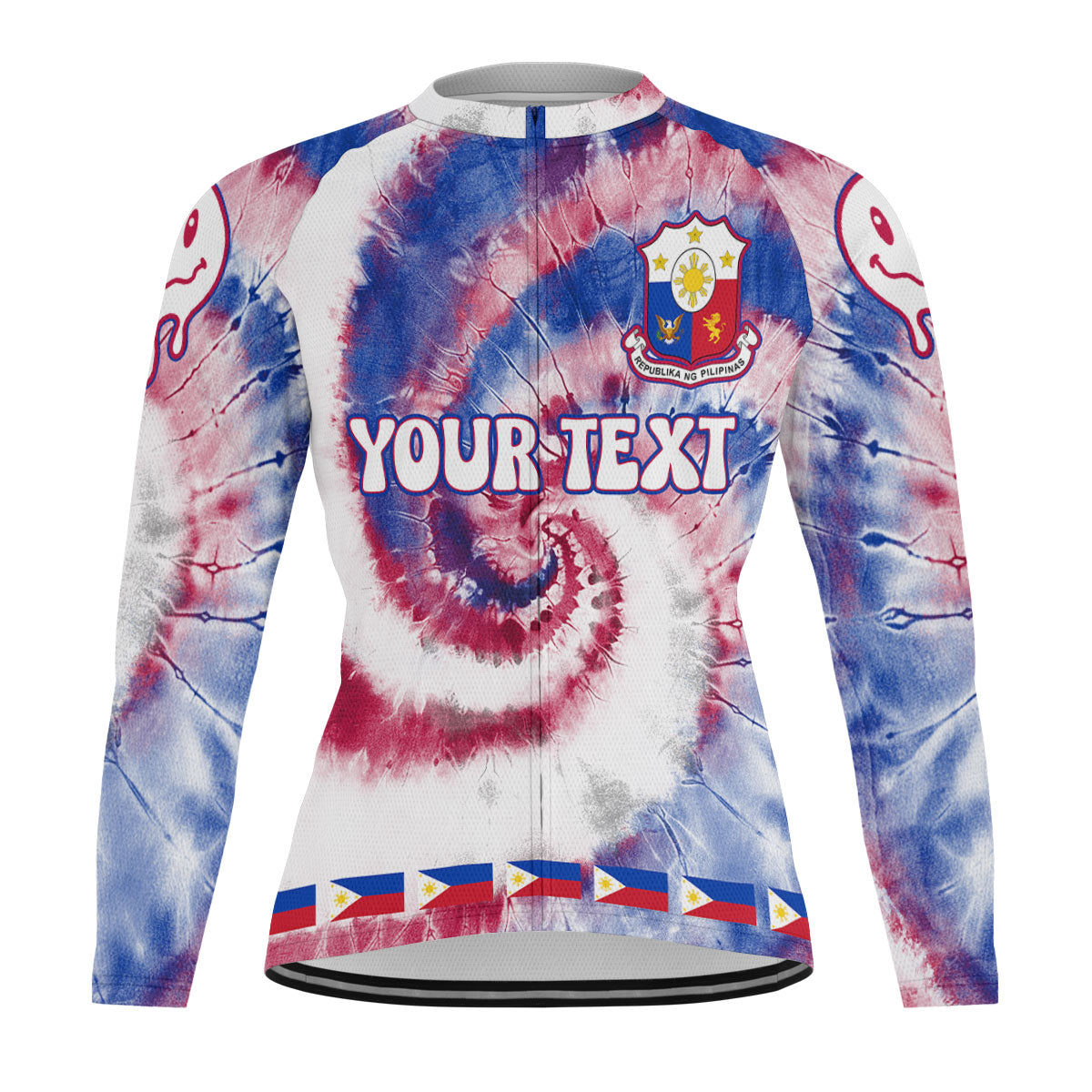 Philippines Raglan Men Cycling Jersey Long Sleeve Custom Tie Dye Style 2