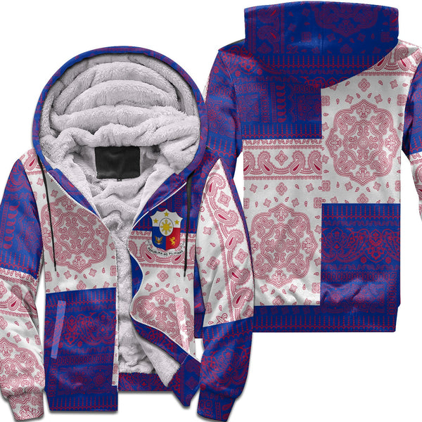 Philippines Sherpa Hoodie Flag And Paisley Basic Style 1