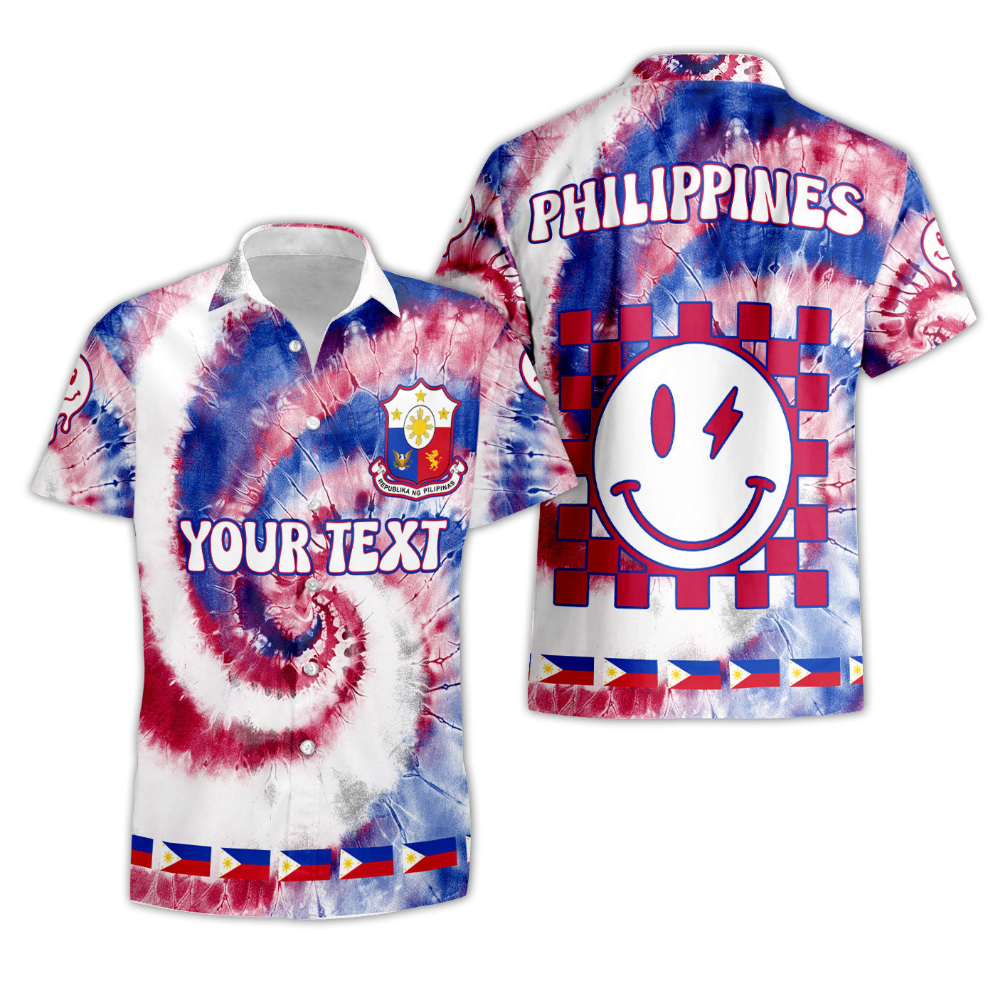 Philippines Short Sleeve Shirt Custom Tie Dye Style 3