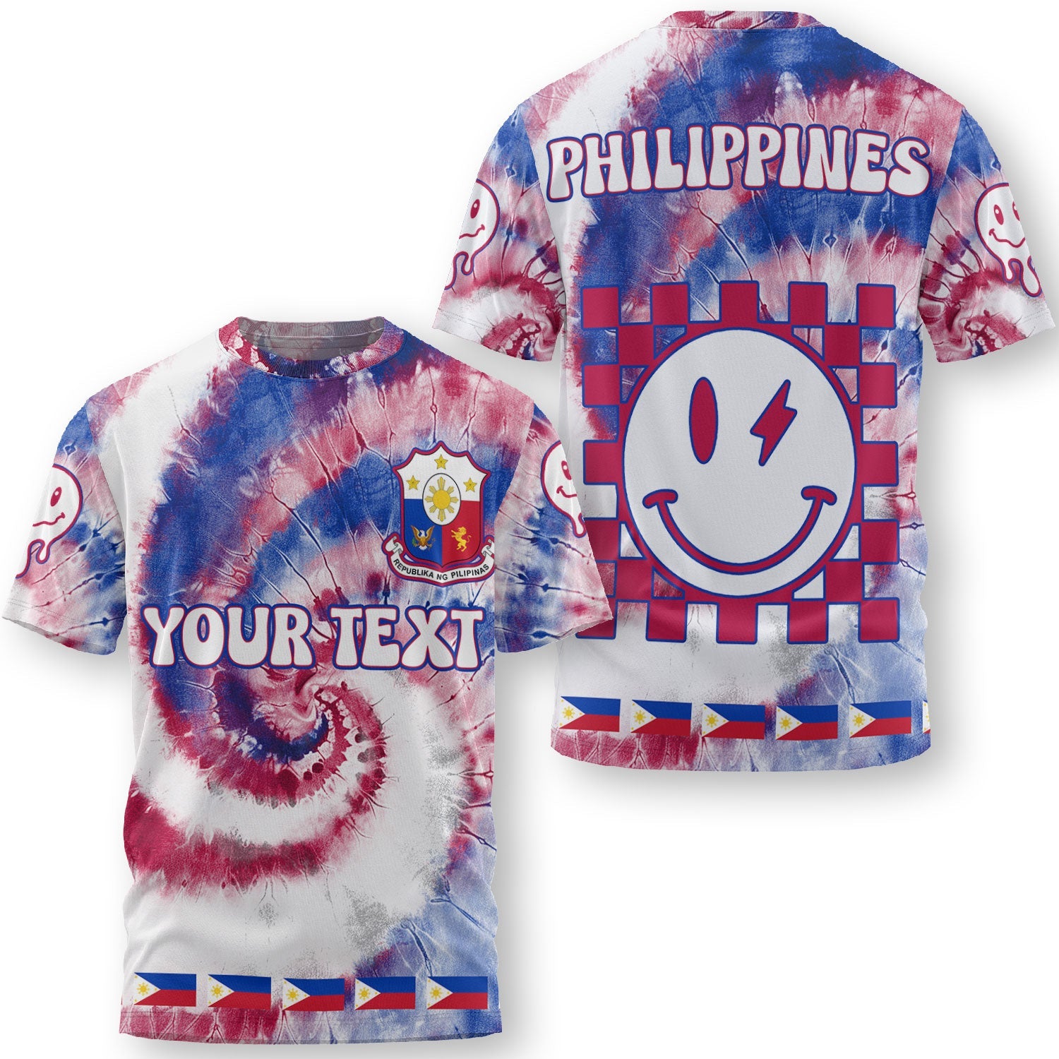 Philippines T Shirt Custom Tie Dye Style 3