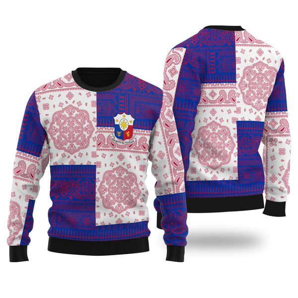 Philippines Ugly Sweater Flag And Paisley Basic Style 1