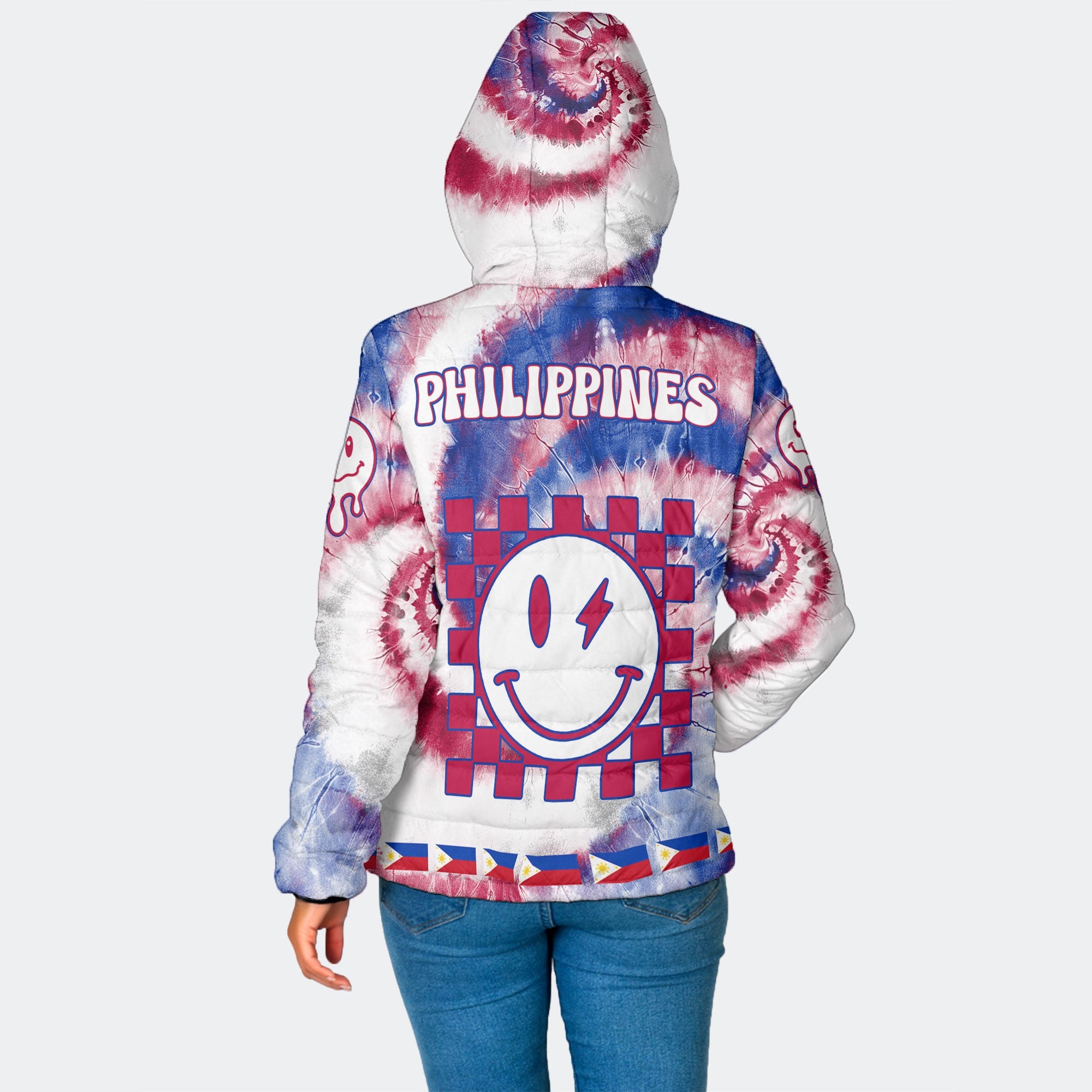 Philippines Women Hooded Padded Jacket Custom Tie Dye Style 2