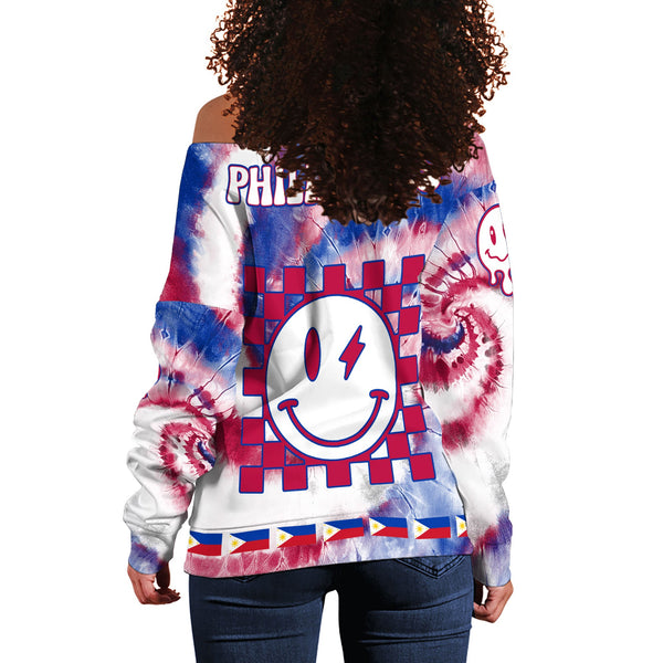 Philippines Women Off Shoulder Sweatshirt Custom Tie Dye Style 1