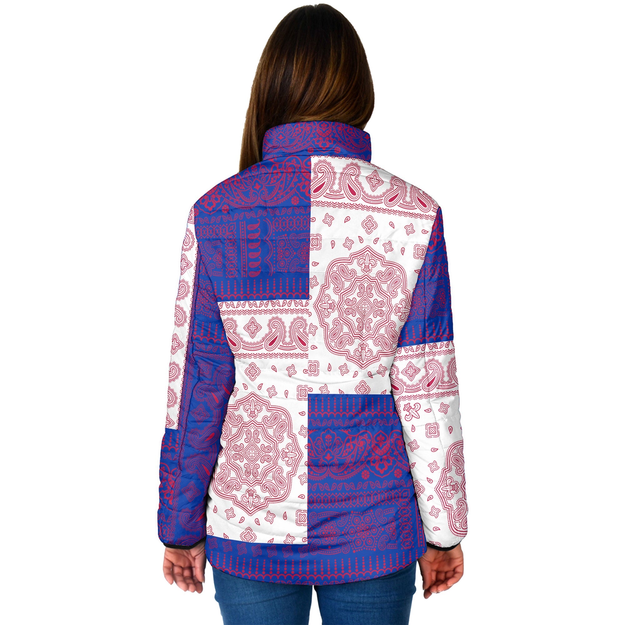 Philippines Women Padded Jacket Flag And Paisley Basic Style 2