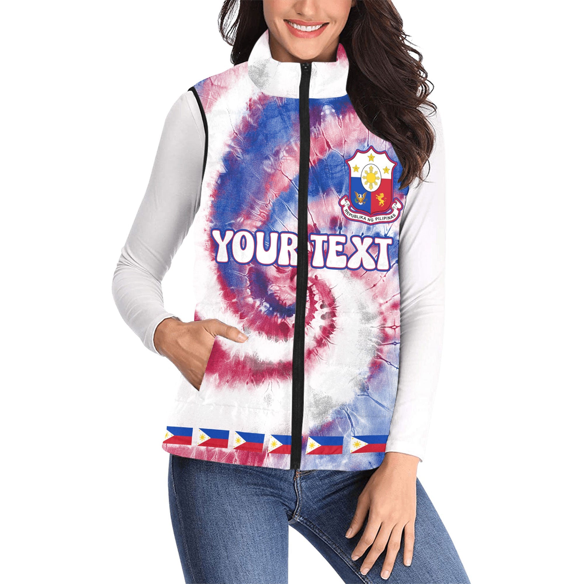 Philippines Women Padded Jacket Vest Custom Tie Dye Style 1