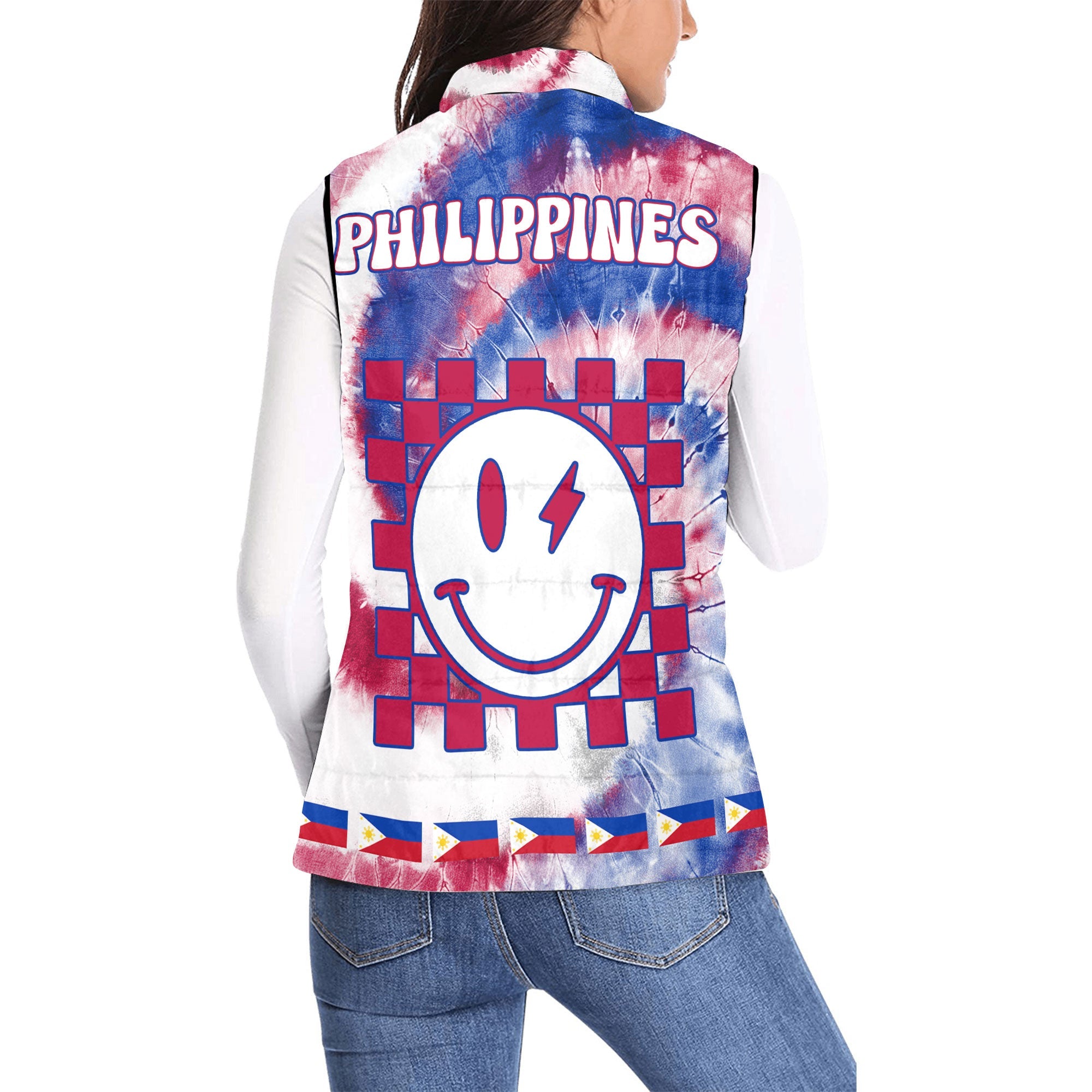 Philippines Women Padded Jacket Vest Custom Tie Dye Style 2