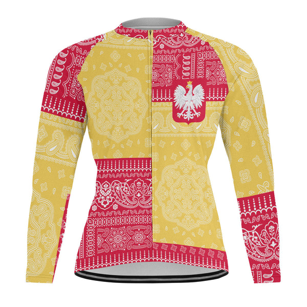 Poland Raglan Men Cycling Jersey Long Sleeve Flag And Paisley Basic Style 1