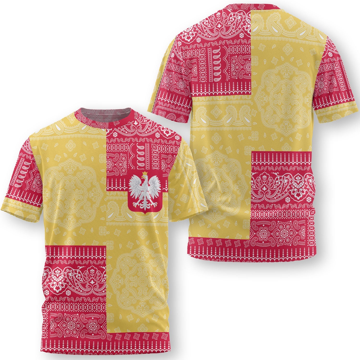 Poland T Shirt Flag And Paisley Basic Style 1