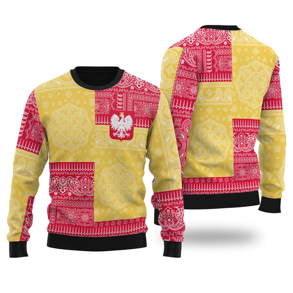 Poland Ugly Sweater Flag And Paisley Basic Style 1