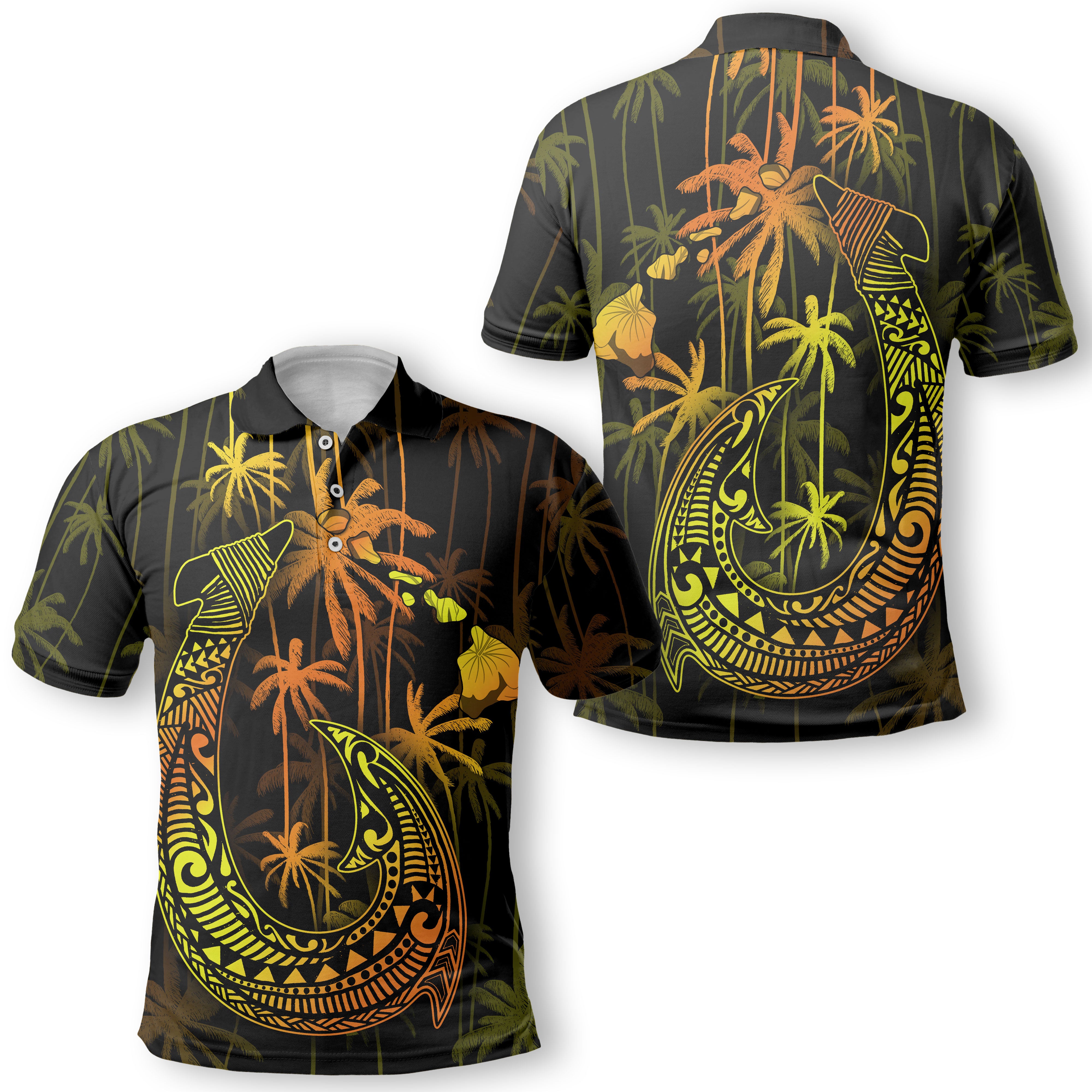 Hawaii Matching Outfits For Couples Polynesian Fish Hook &  Coconut Tree Style - TT01