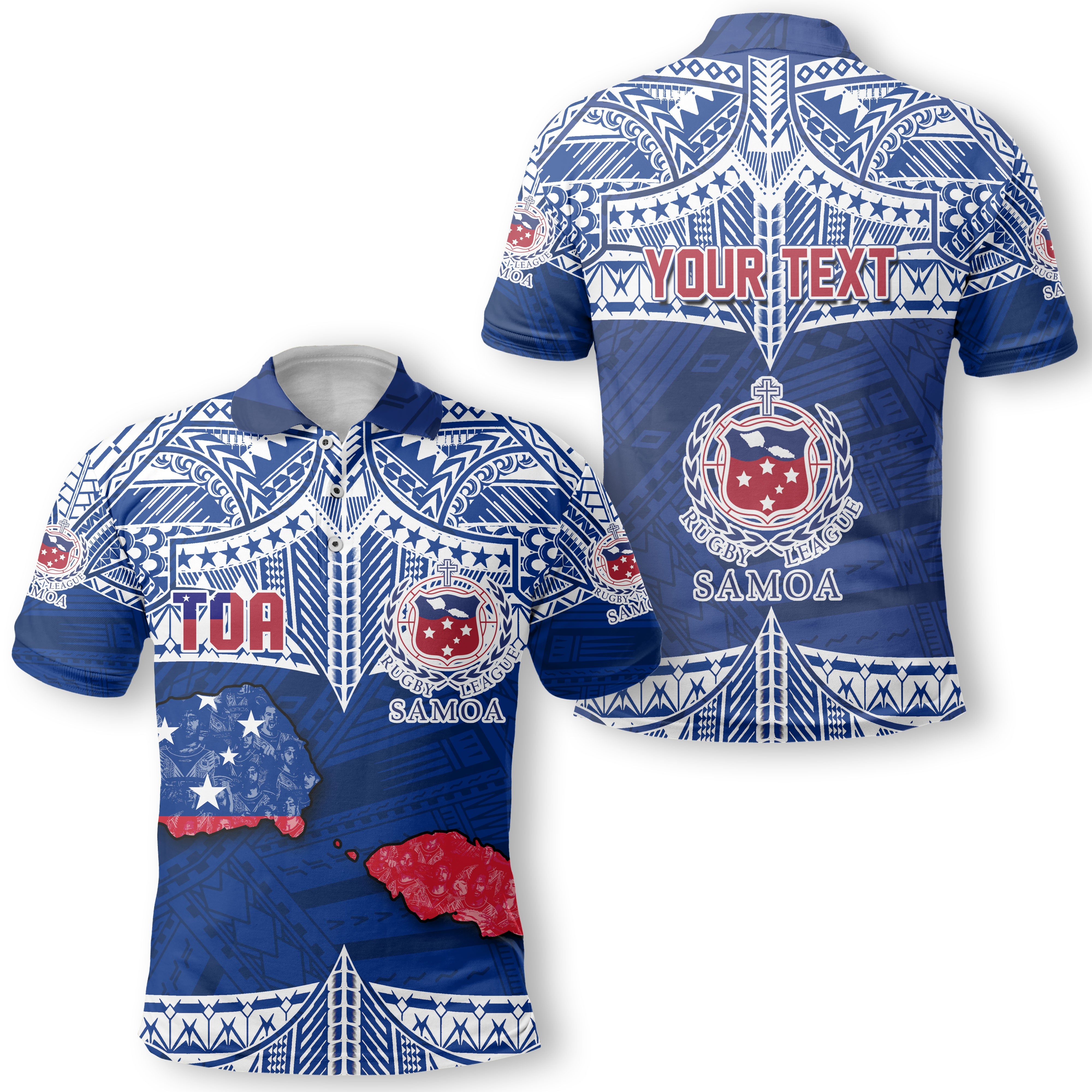 Custom Samoa TOA Rugby Hawaiian Dress & Polo Matching Couple Map Style