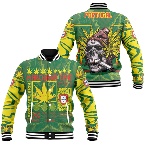 Portugal Baseball Jacket Flag & Coat Of Arms Marijuanas Style