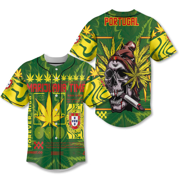 Portugal Baseball Jersey Flag & Coat Of Arms Marijuanas Style