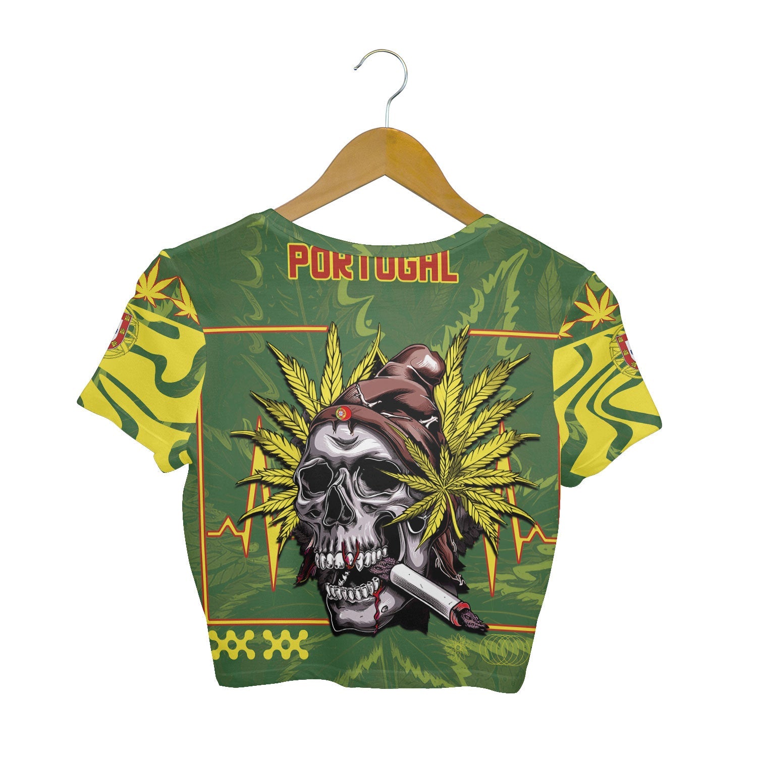 Portugal Crop Top T Shirt Flag & Coat Of Arms Marijuanas Style