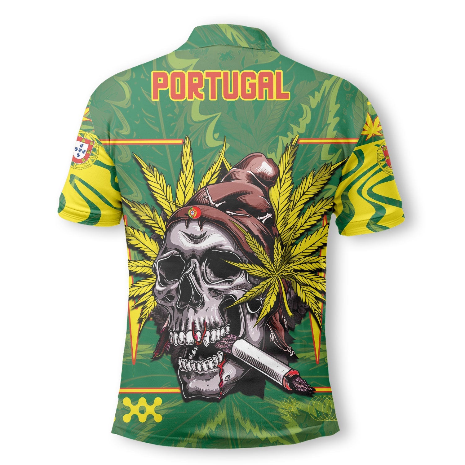 Portugal Polo Shirt Flag & Coat Of Arms Marijuanas Style