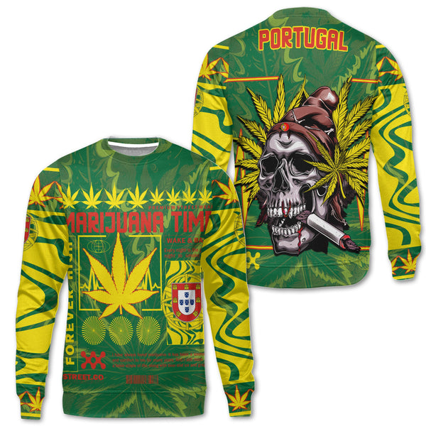 Portugal Sweatshirt Flag & Coat Of Arms Marijuanas Style