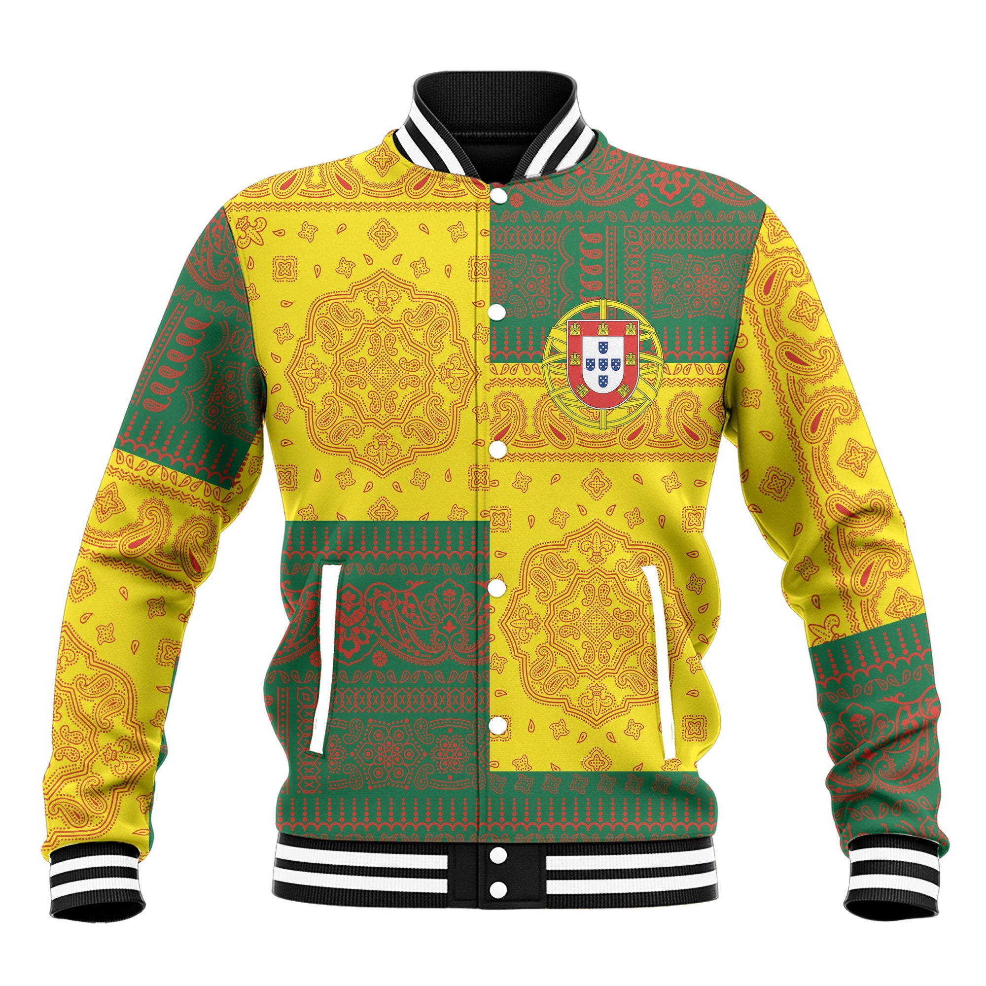 Portugal Baseball Jacket Flag And Paisley Basic Style 2