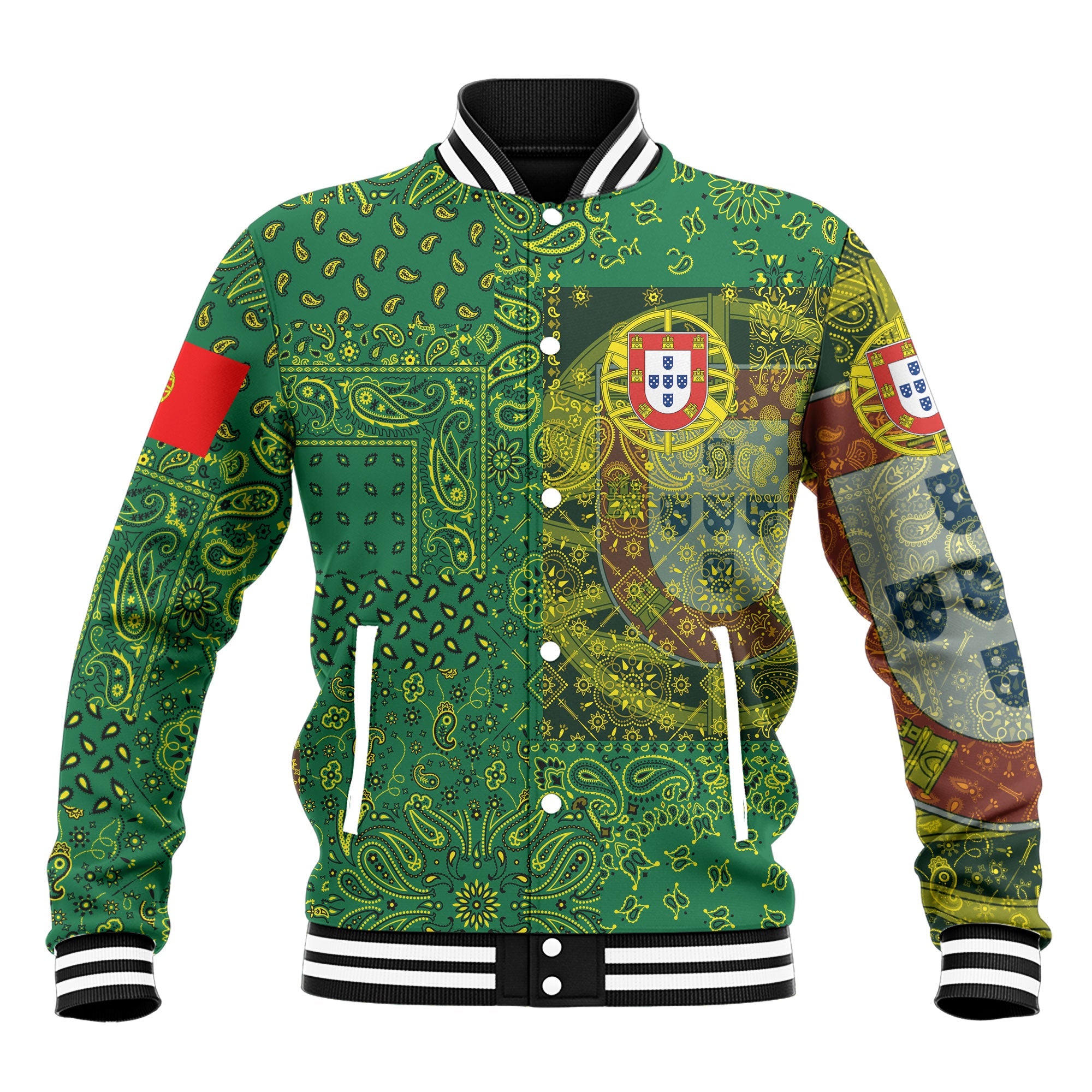 Portugal Baseball Jacket Paisley Flag And Skull Style 2