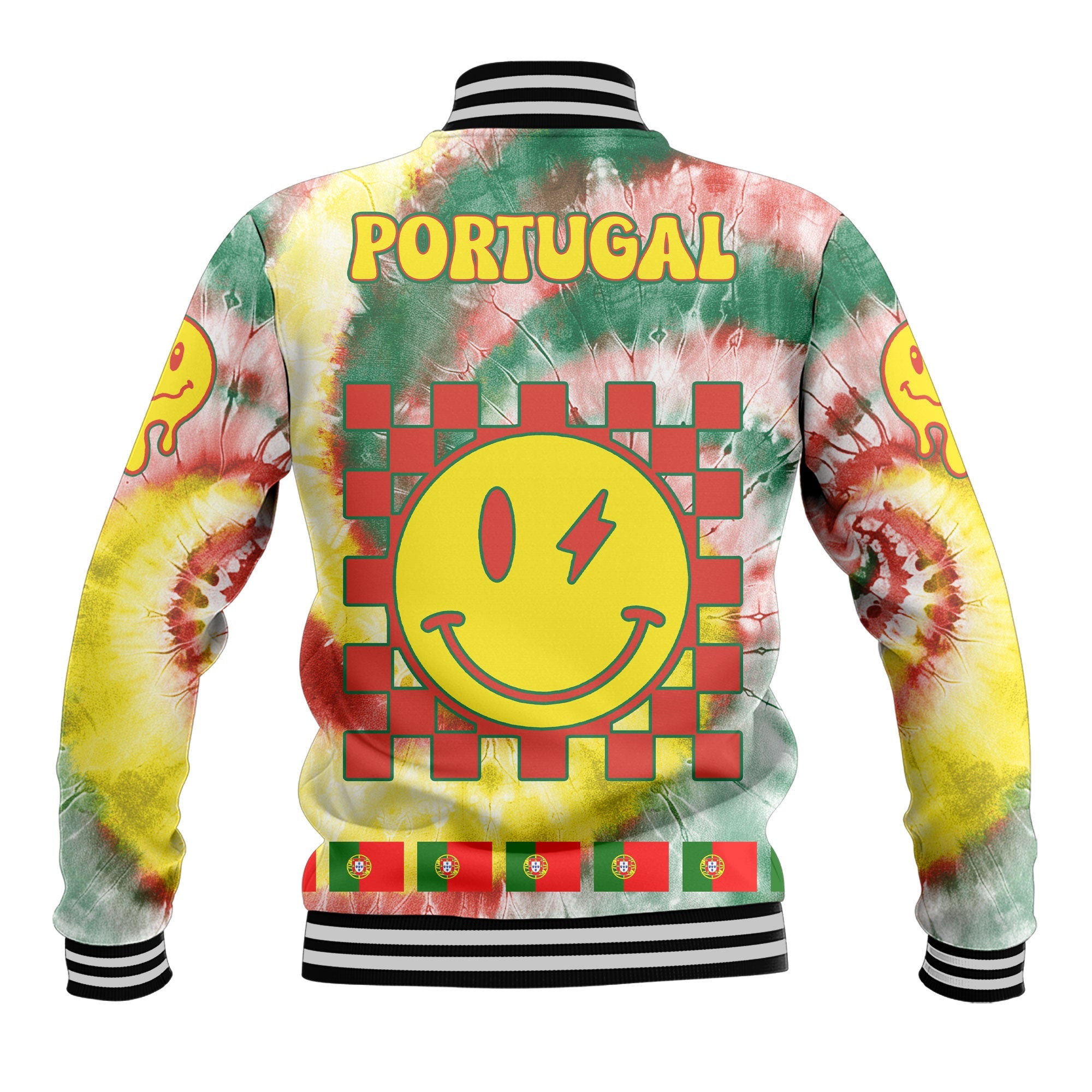 Portugal Baseball Jacket Custom Tie Dye Style 3