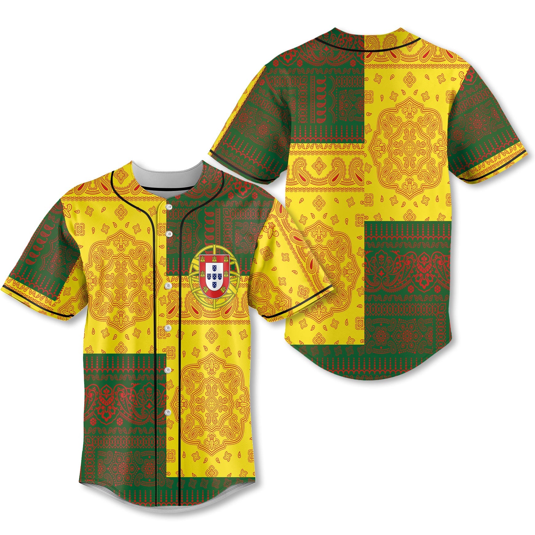 Portugal Baseball Jersey Flag And Paisley Basic Style 1