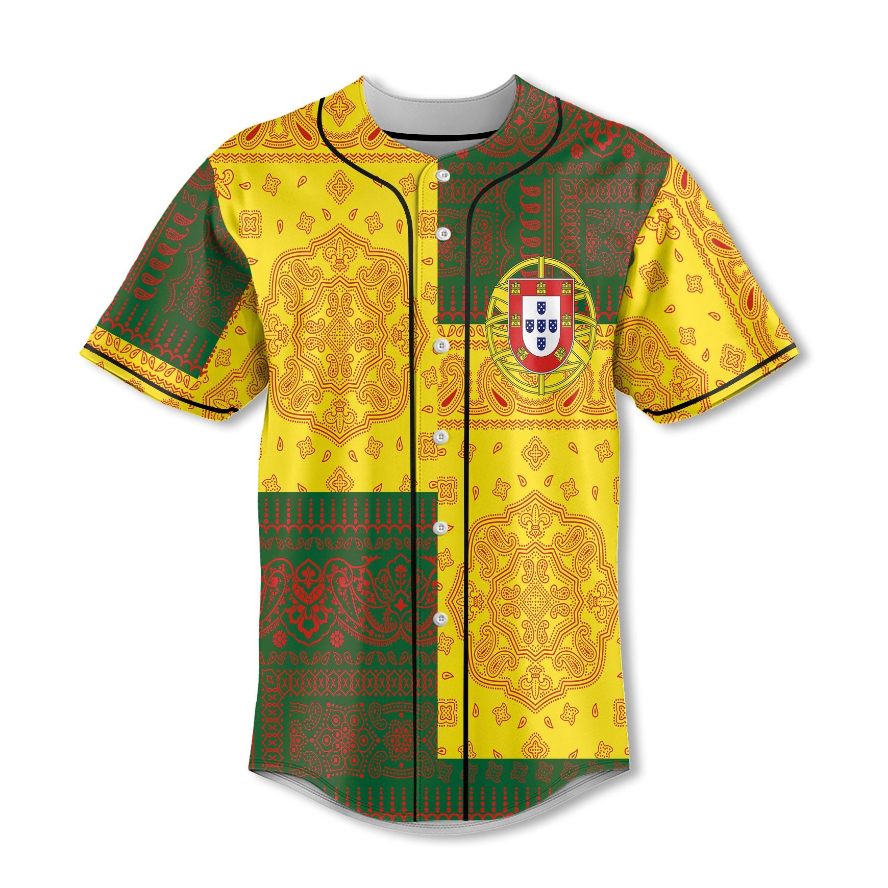 Portugal Baseball Jersey Flag And Paisley Basic Style 2