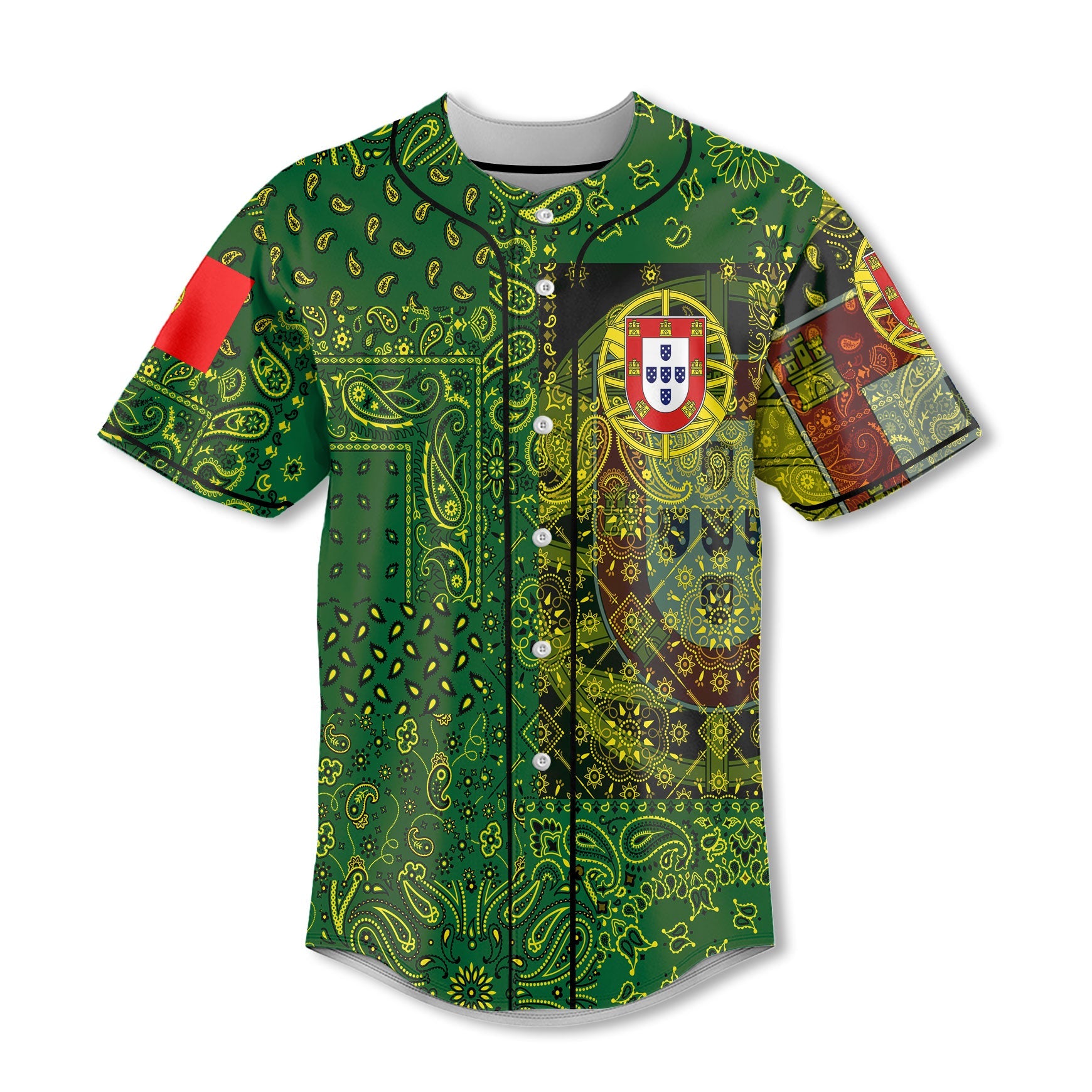 Portugal Baseball Jersey Paisley Flag And Skull Style 2