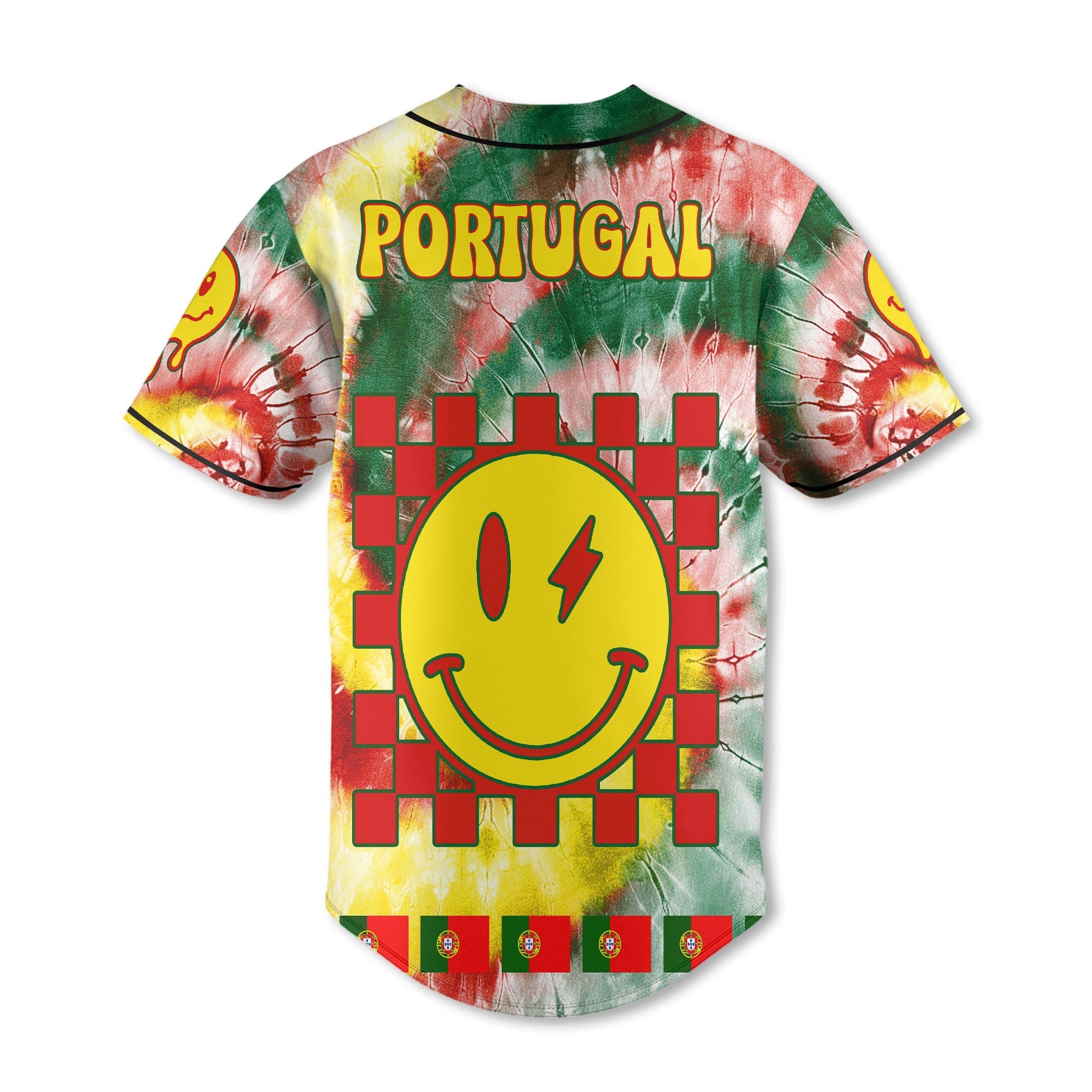 Portugal Baseball Jersey Custom Tie Dye Style 3