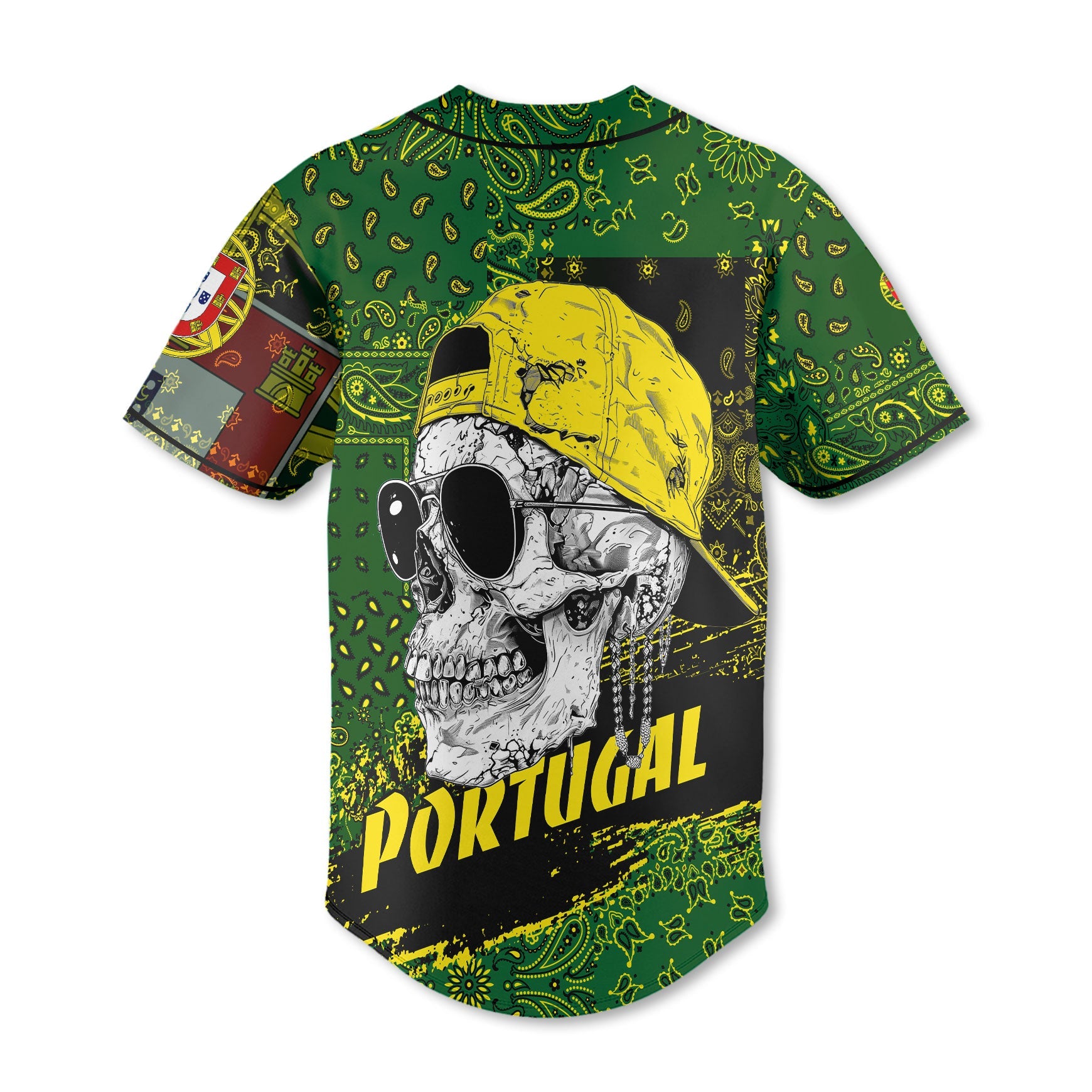 Portugal Baseball Jersey Paisley Flag And Skull Style 3