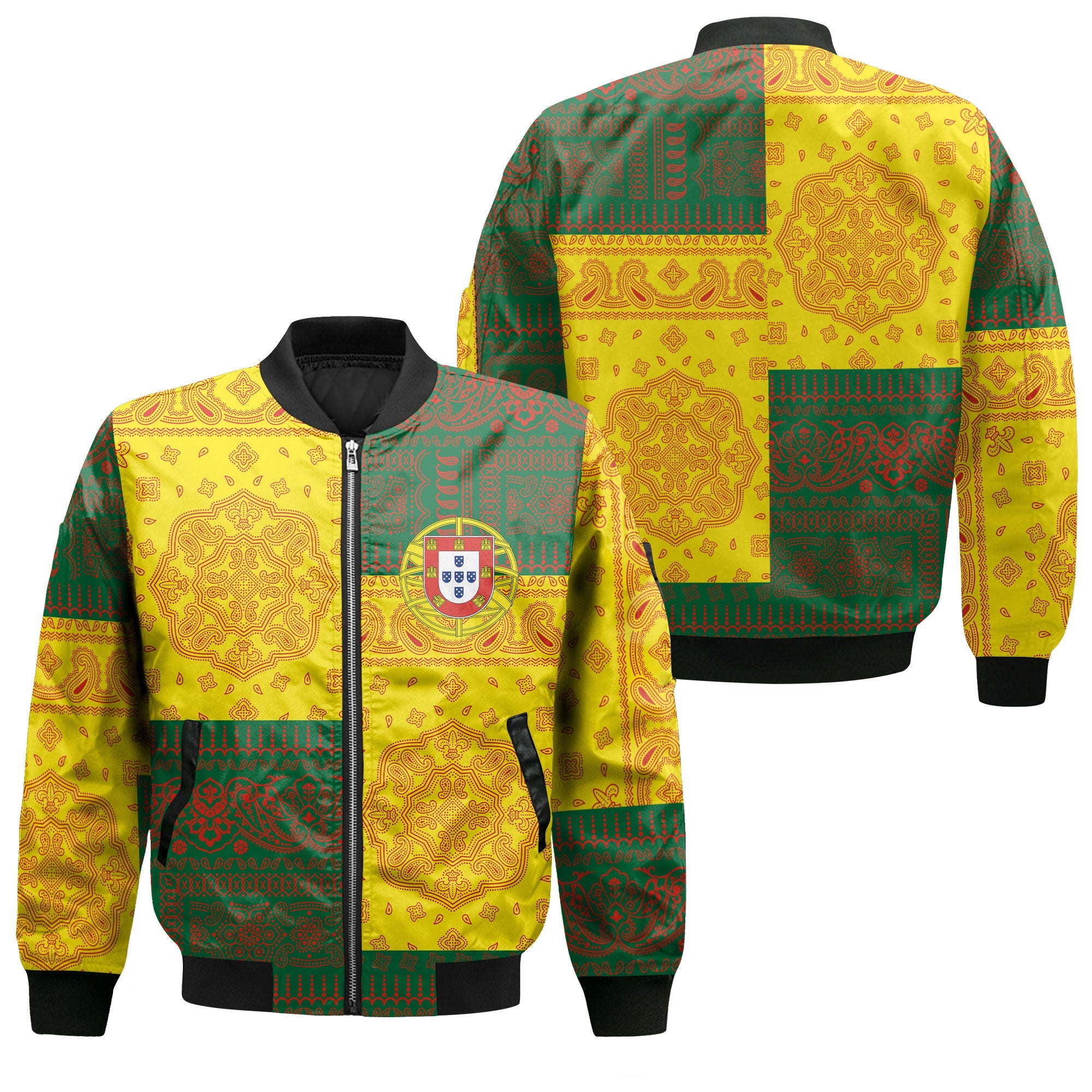 Portugal Bomber Jacket Flag And Paisley Basic Style 1