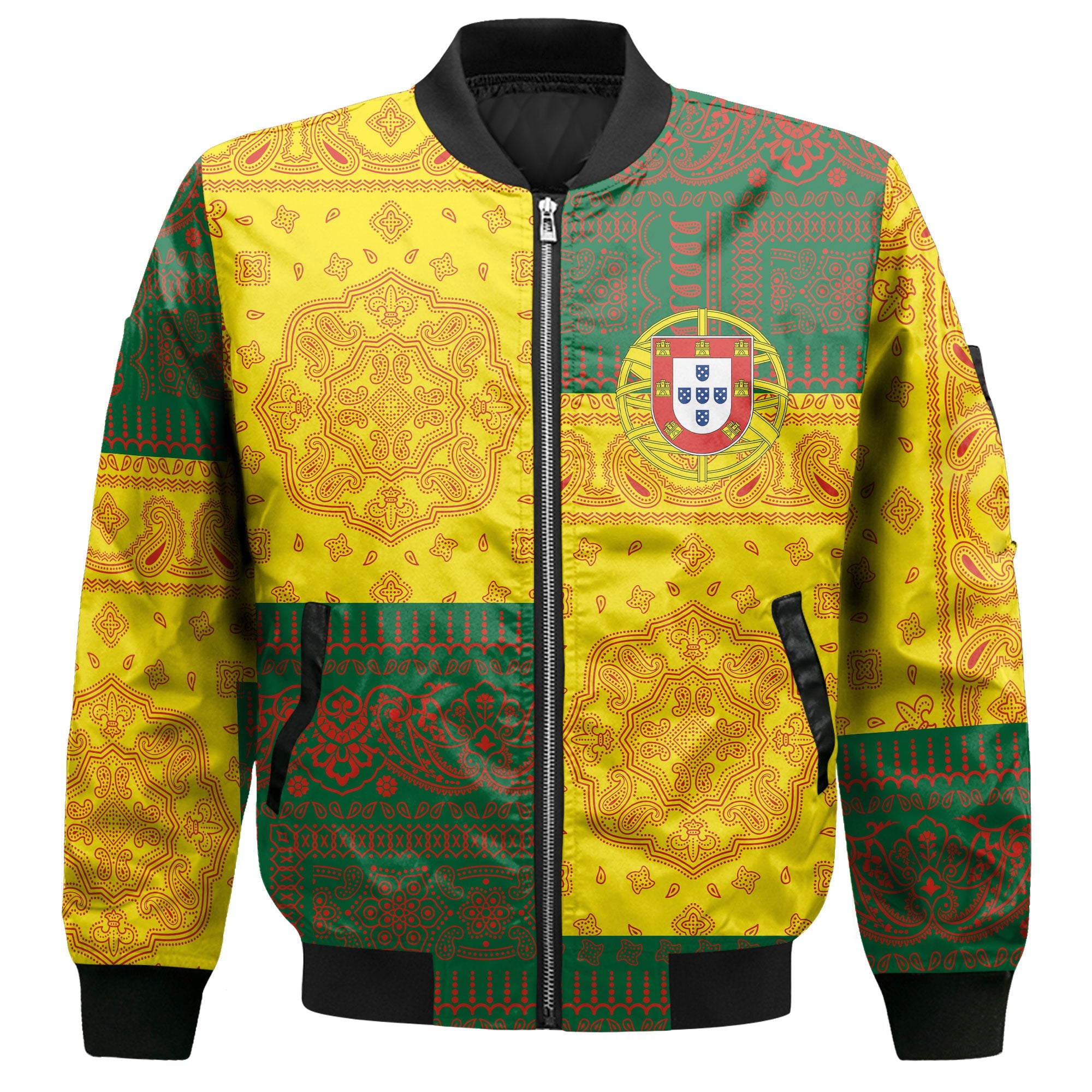 Portugal Bomber Jacket Flag And Paisley Basic Style 2