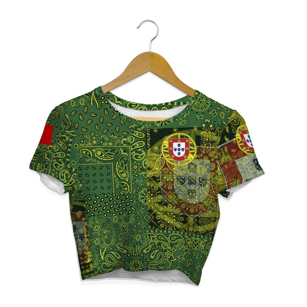 Portugal Croptop T Shirt Paisley Flag And Skull Style 1