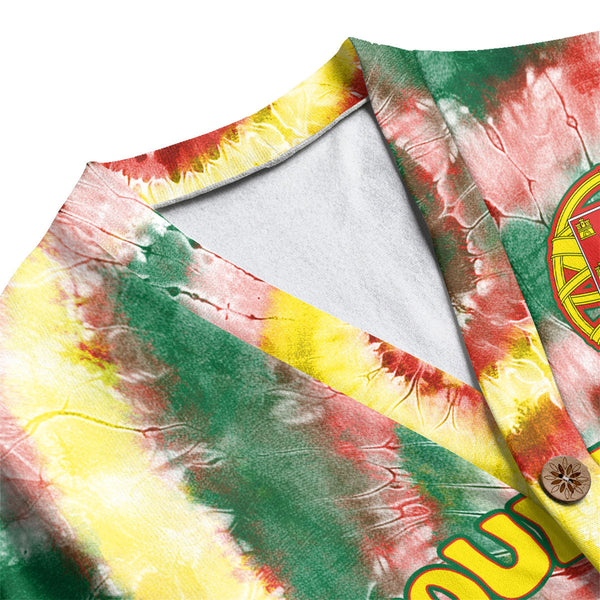 Portugal Fleece Cardigan Custom Tie Dye Style 1