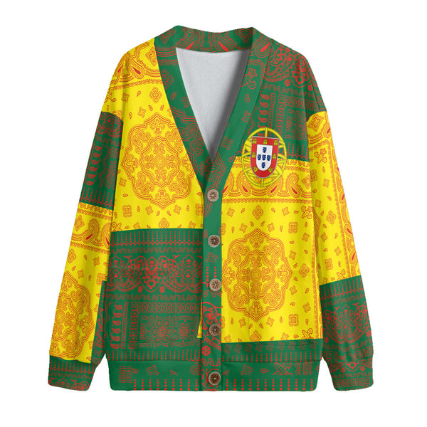 Portugal Fleece Cardigan Flag And Paisley Basic Style 1