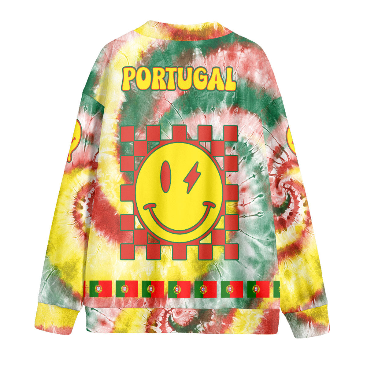 Portugal Fleece Cardigan Custom Tie Dye Style 2