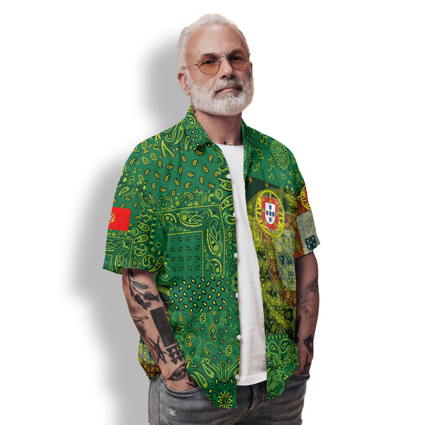 Portugal Hawaiian Shirt Paisley Flag And Skull Style 2