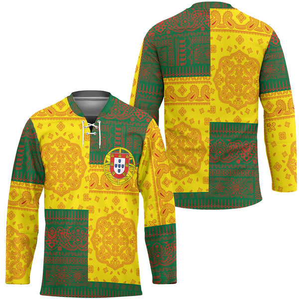 Portugal Hockey Jersey Flag And Paisley Basic Style 1