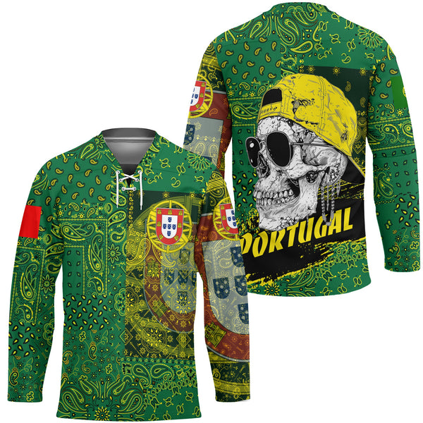 Portugal Hockey Jersey Paisley Flag And Skull Style 1