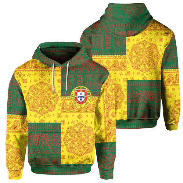 Portugal Hoodie Flag And Paisley Basic Style 1