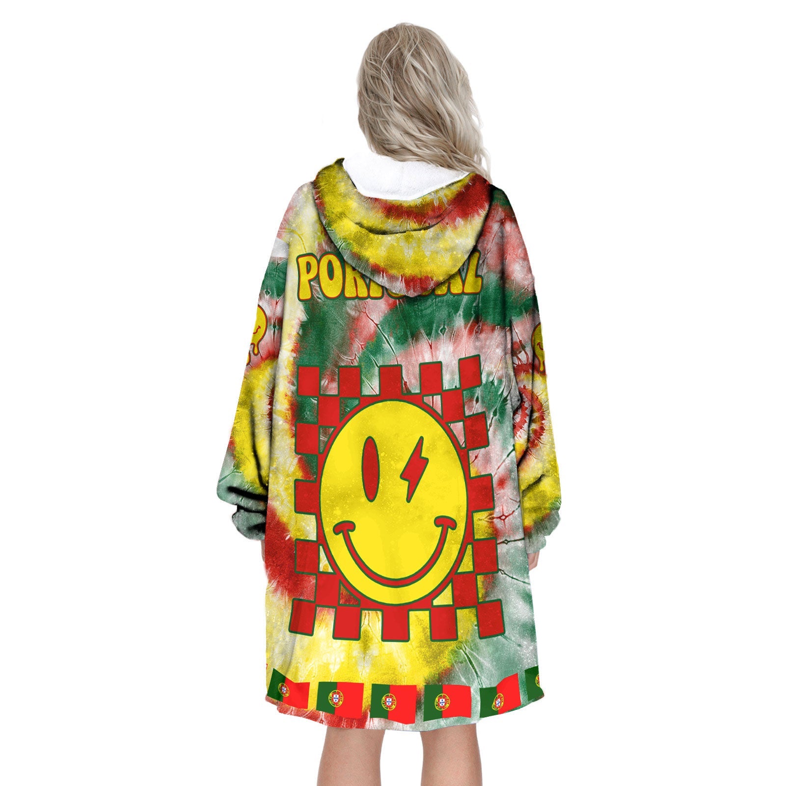 Portugal Hoodie Blanket Custom Tie Dye Style 3