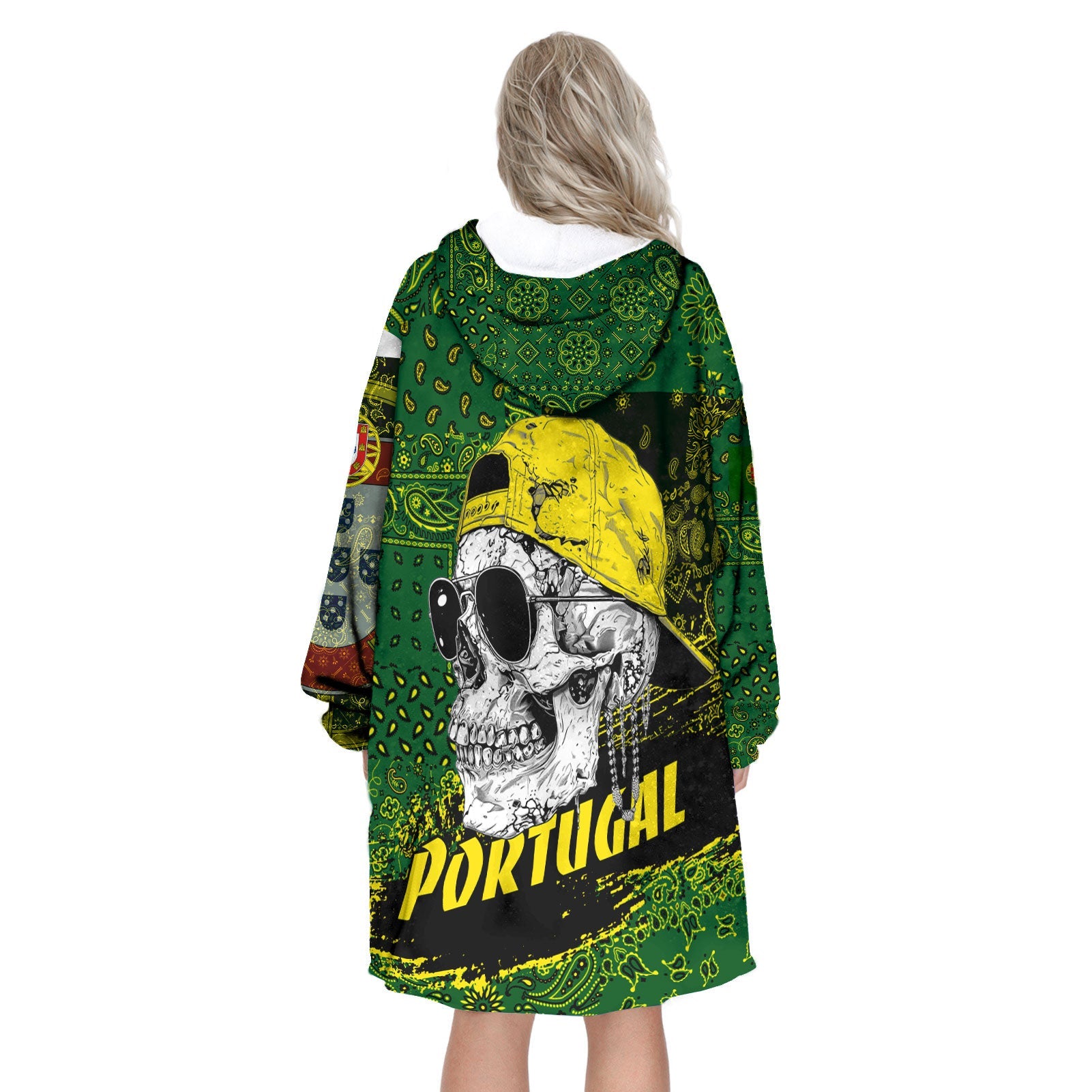 Portugal Hoodie Blanket Paisley Flag And Skull Style 3