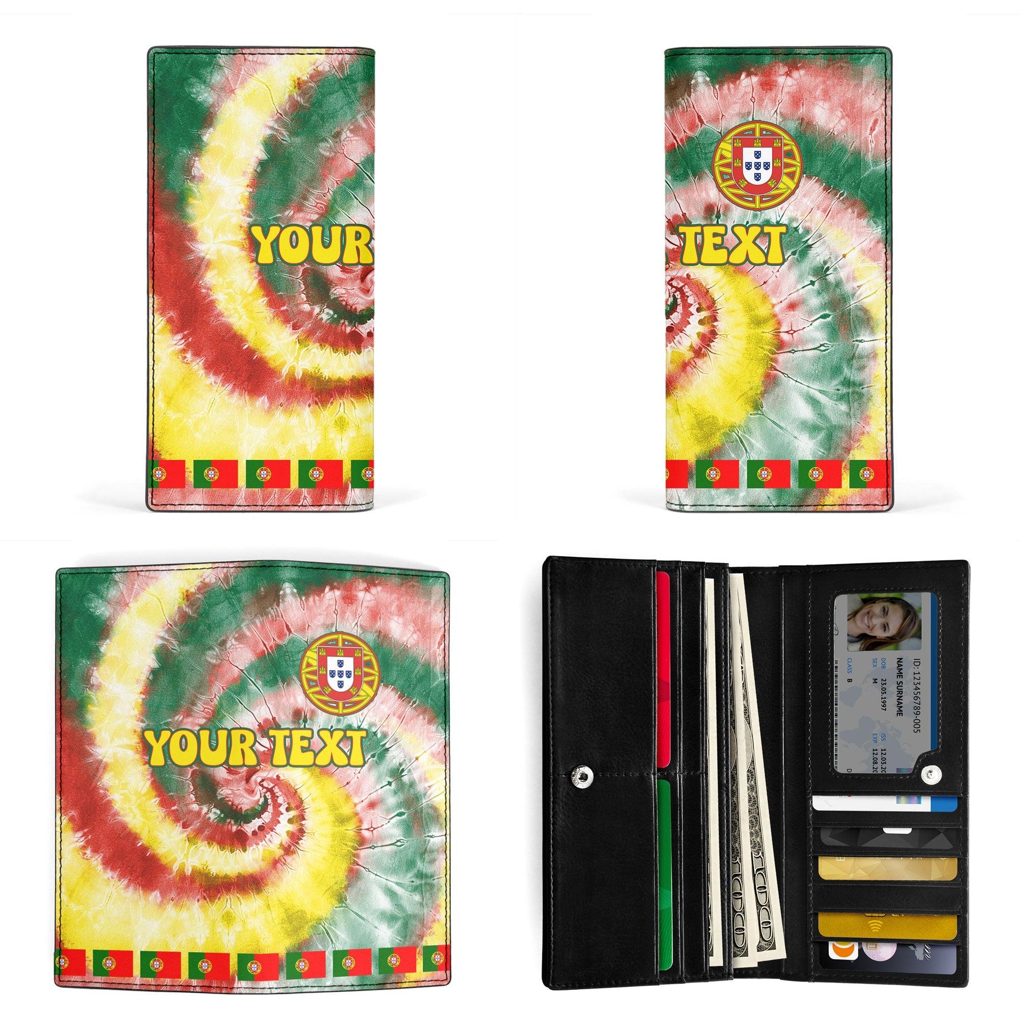 Portugal Leather Wallet Custom Tie Dye Style 3