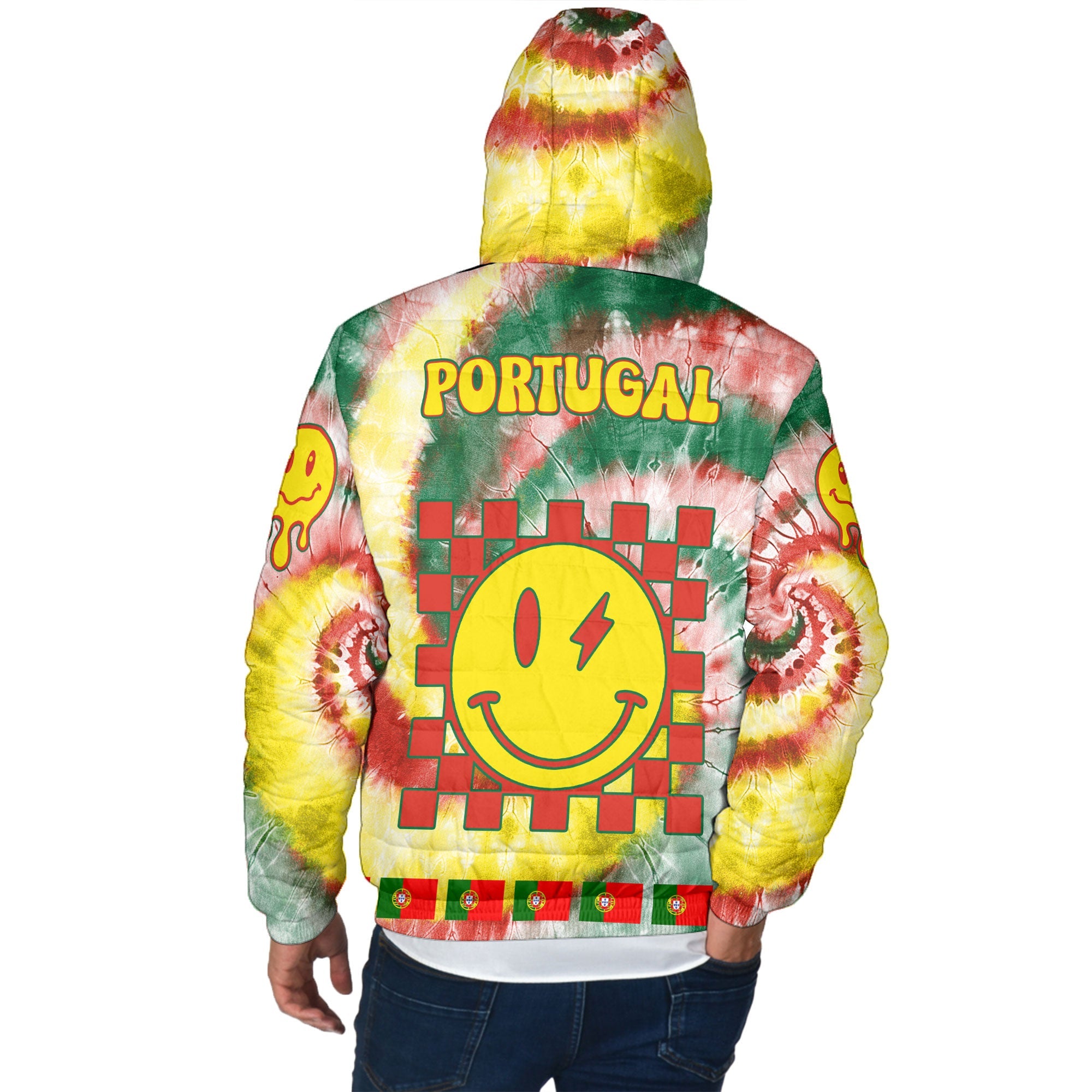 Portugal Men Hooded Padded Jacket Custom Tie Dye Style 3