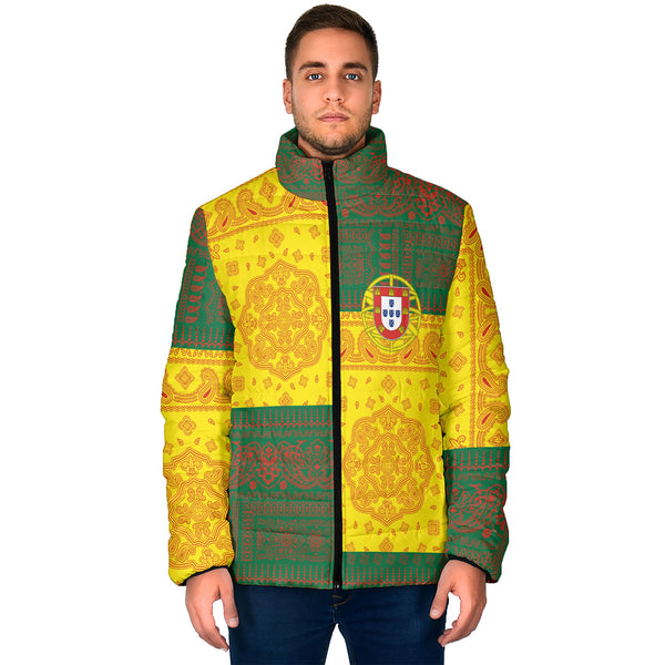 Portugal Men Padded Jacket Flag And Paisley Basic Style 1