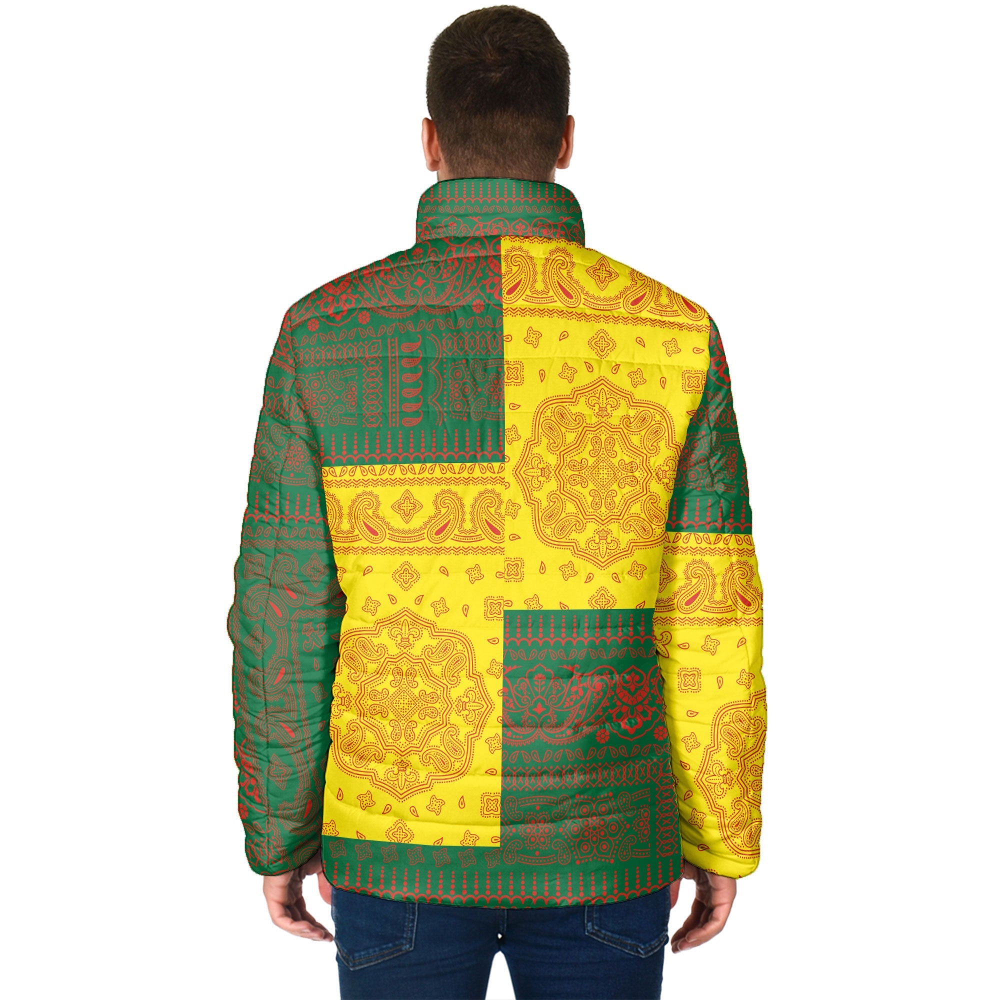 Portugal Men Padded Jacket Flag And Paisley Basic Style 2