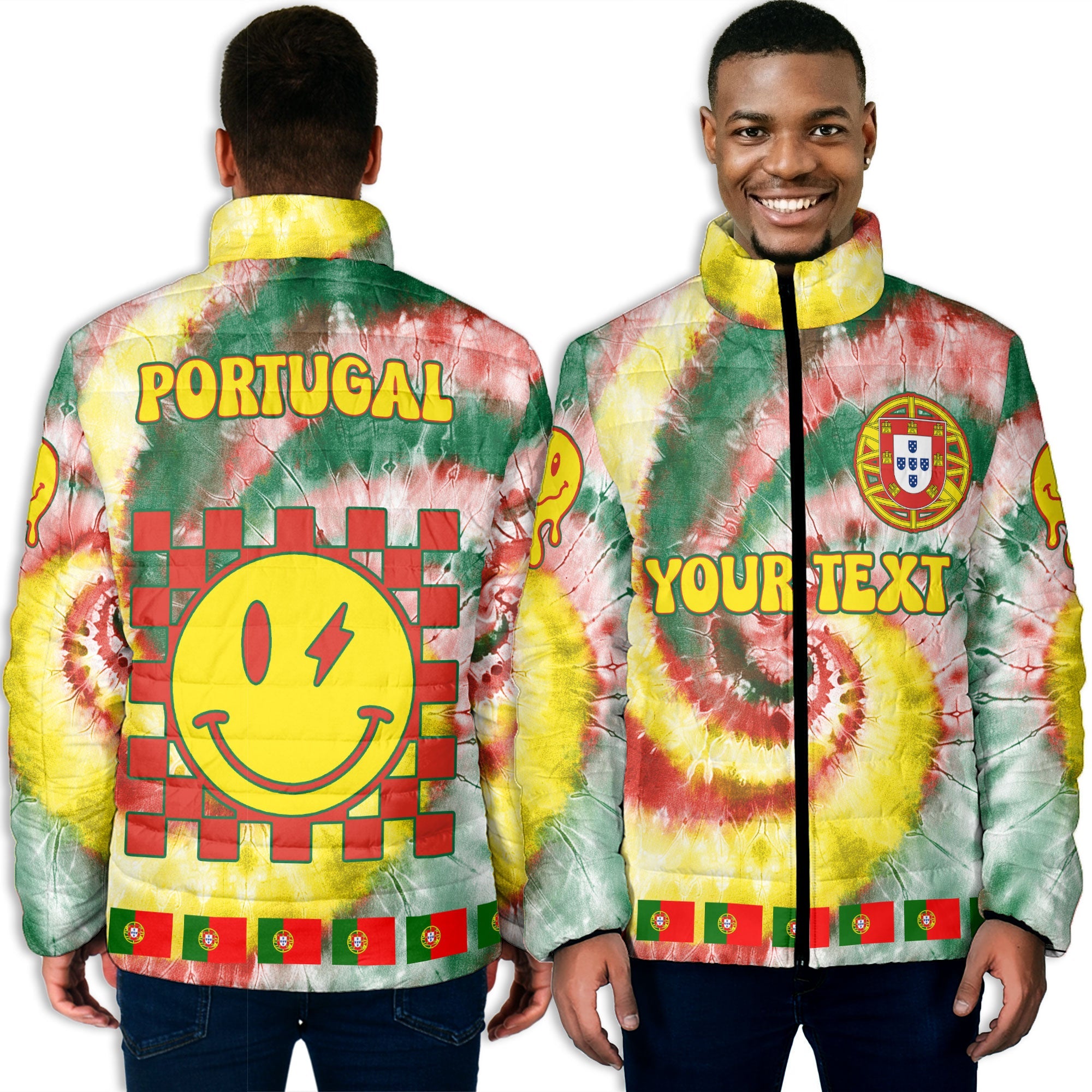 Portugal Men Padded Jacket Custom Tie Dye Style 3