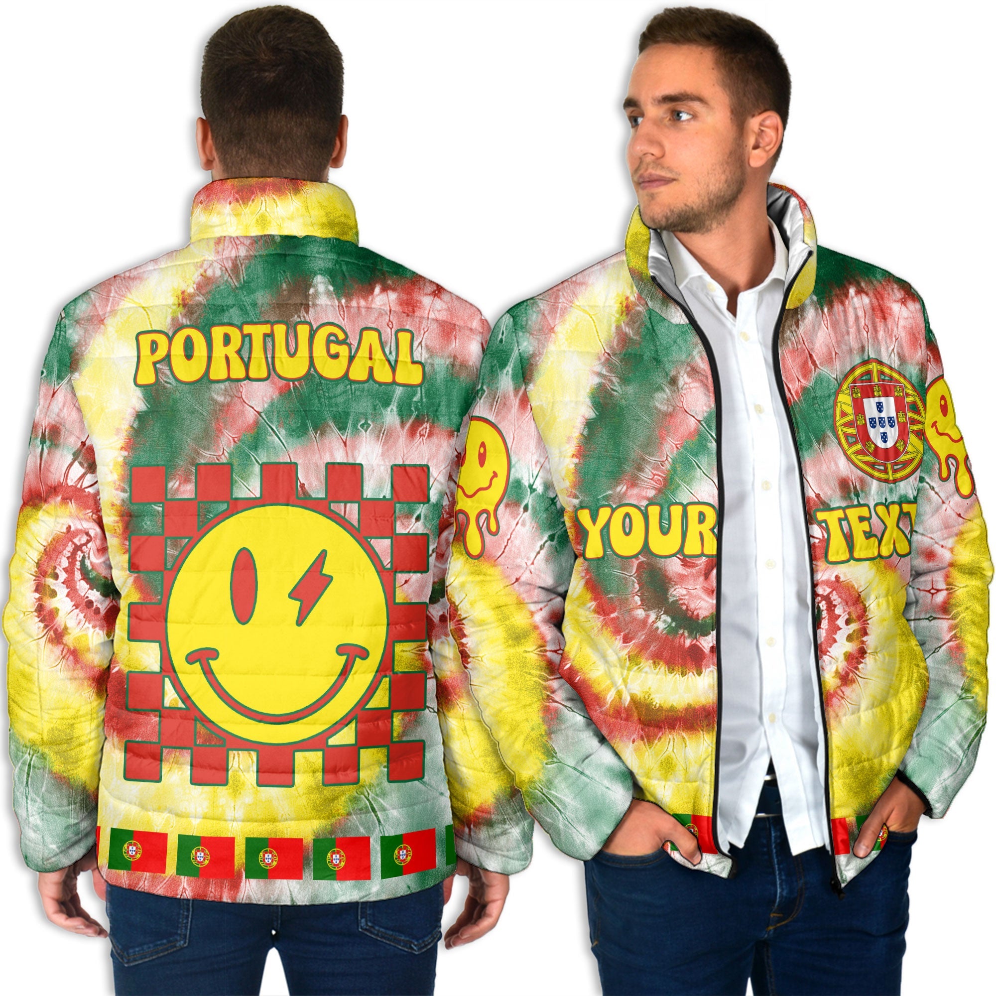 Portugal Men Padded Jacket Custom Tie Dye Style 4