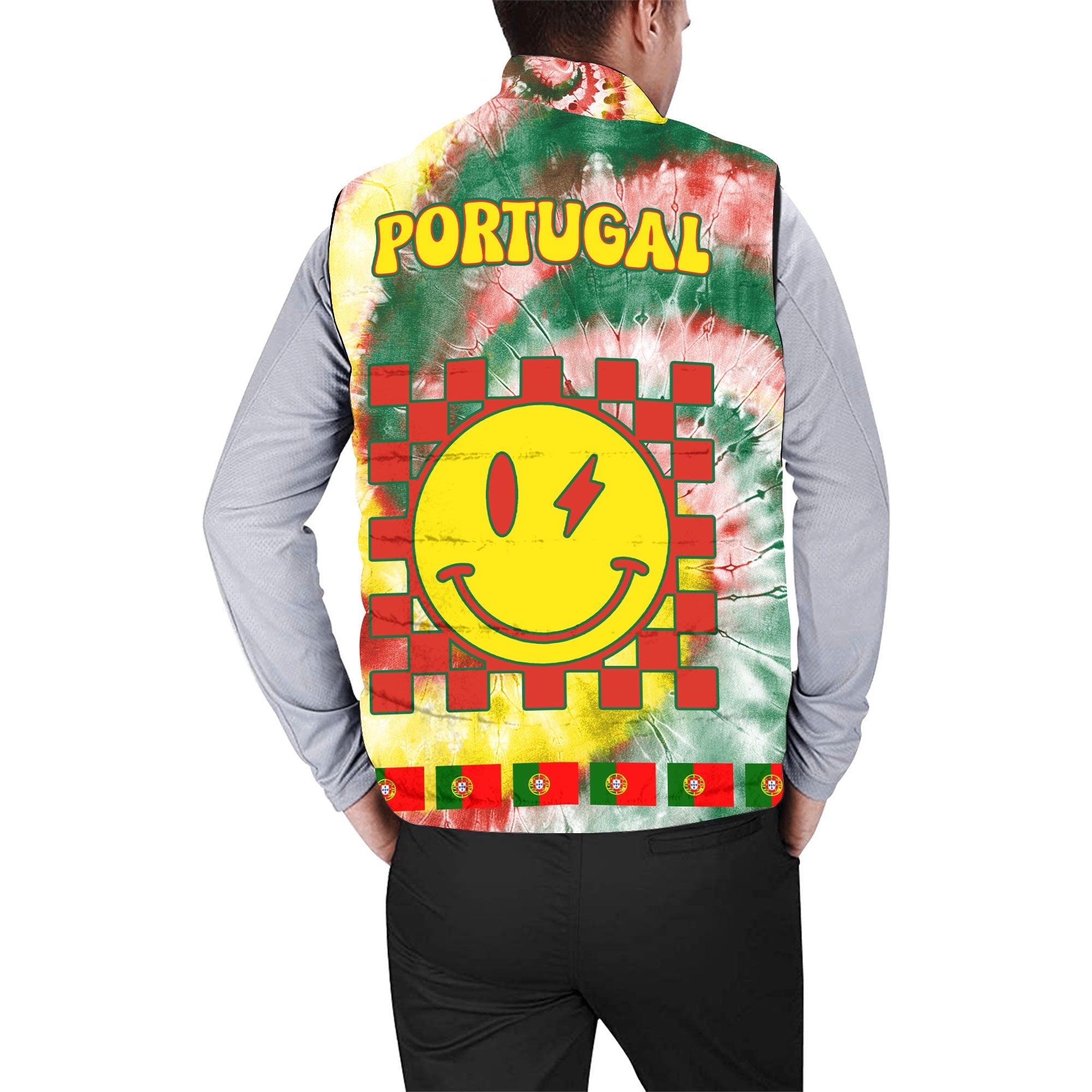 Portugal Men Padded Jacket Vest Custom Tie Dye Style 2