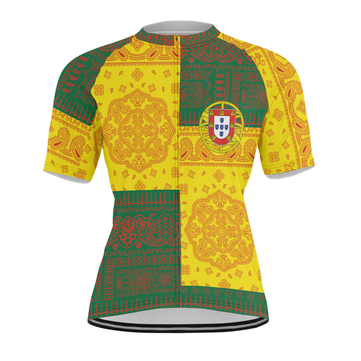 Portugal Men Cycling Jersey Flag And Paisley Basic Style 1