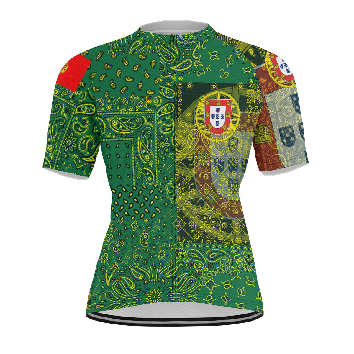 Portugal Men Cycling Jersey Paisley Flag And Skull Style 1